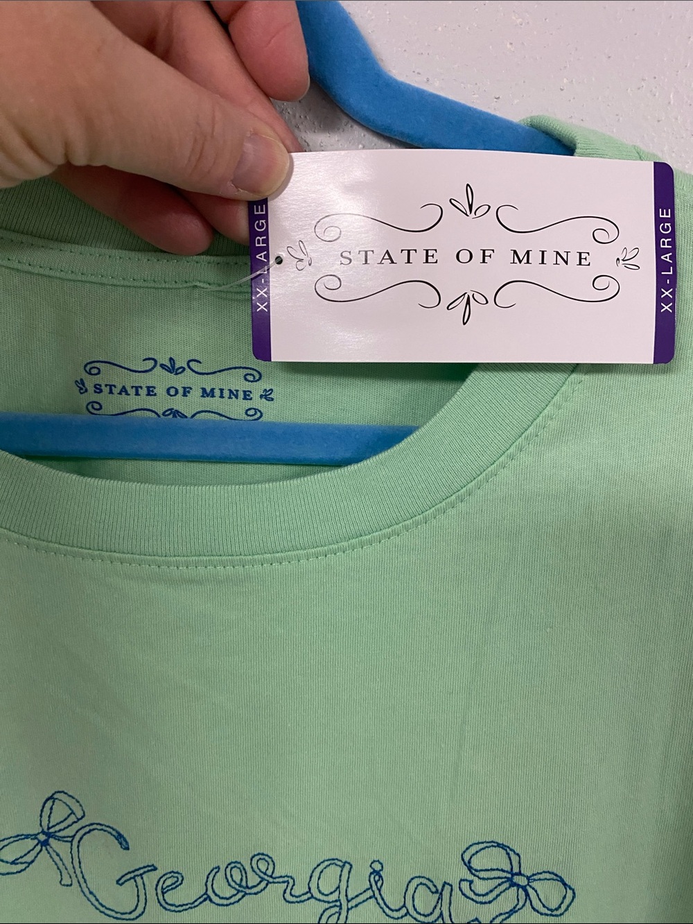 State of Mine -Georgia Embroidered Tee - Mint Green - Picture 2 of 3